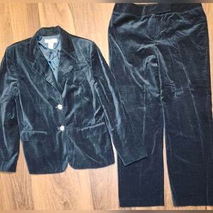 THIS IS A GEM! Womens Sz 14 Judith Hart Forest Green Velvet Style Suit